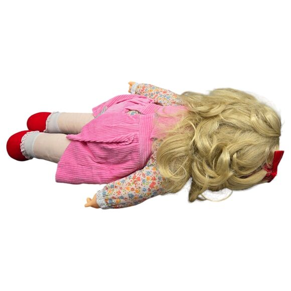 1984 Vintage 19" Vinyl Plush Doll "Sandy" Mitchell Co Kansas Pink Corduroy Dress - Picture 9 of 13